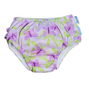 iPlay Swim Diaper Purple Butterfly Print Size 12M – Reusable Baby Infant Swimsui